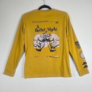 Dutch Bros Coffee A Better World Graphic Tee T Shirt Women Medium Yellow